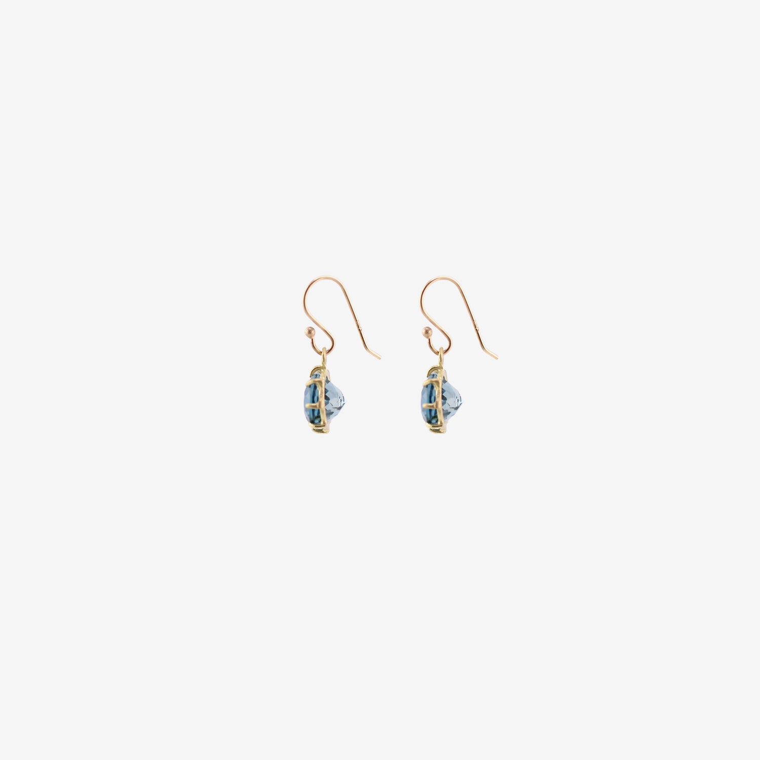 ROSANNE PUGLIESE 18K & FACETED OVAL LONDON BLUE TOPAZ EAST/WEST SMALL GEM EARRINGS