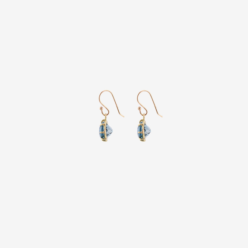 ROSANNE PUGLIESE 18K & FACETED OVAL LONDON BLUE TOPAZ EAST/WEST SMALL GEM EARRINGS