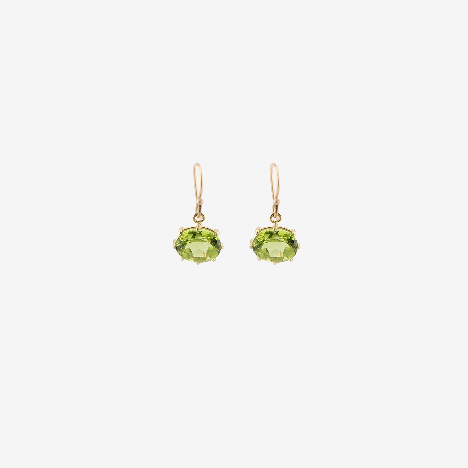 ROSANNE PUGLIESE 18K & FACETED OVAL PERIDOT EAST/WEST MINI GEM EARRINGS