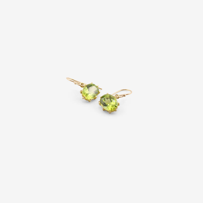 ROSANNE PUGLIESE 18K & FACETED OVAL PERIDOT EAST/WEST MINI GEM EARRINGS