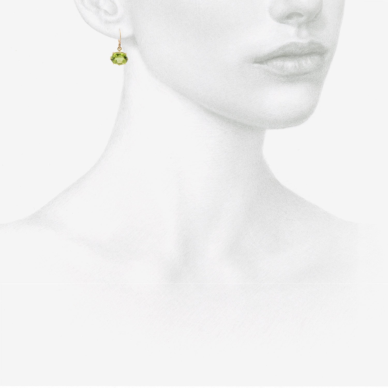 ROSANNE PUGLIESE 18K & FACETED OVAL PERIDOT EAST/WEST MINI GEM EARRINGS
