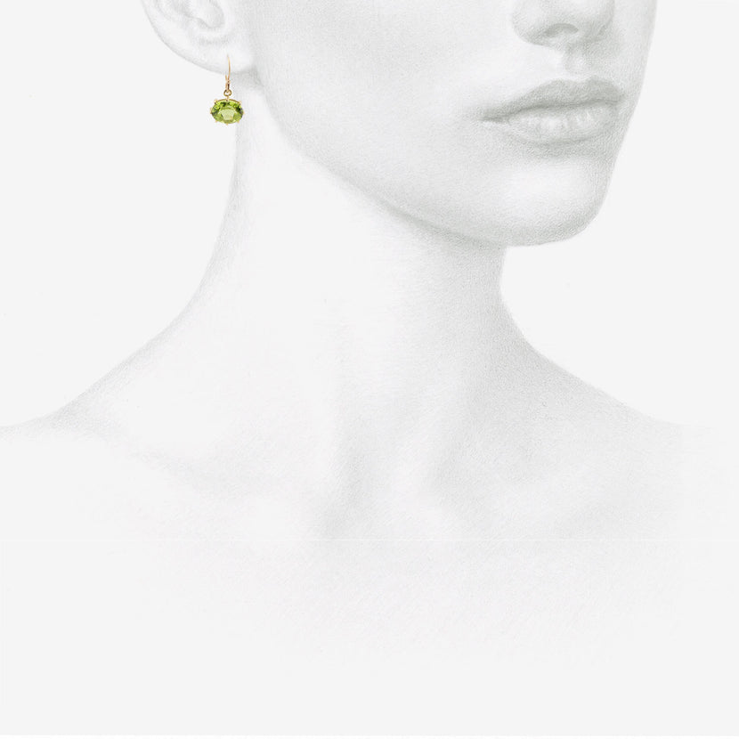 ROSANNE PUGLIESE 18K & FACETED OVAL PERIDOT EAST/WEST MINI GEM EARRINGS