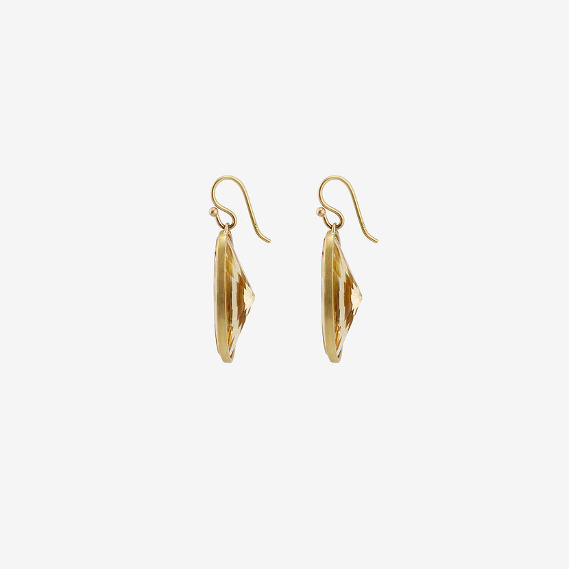 ROSANNE PUGLIESE 22K & OVAL SCISSOR-CUT CITRINE DROP EARRINGS