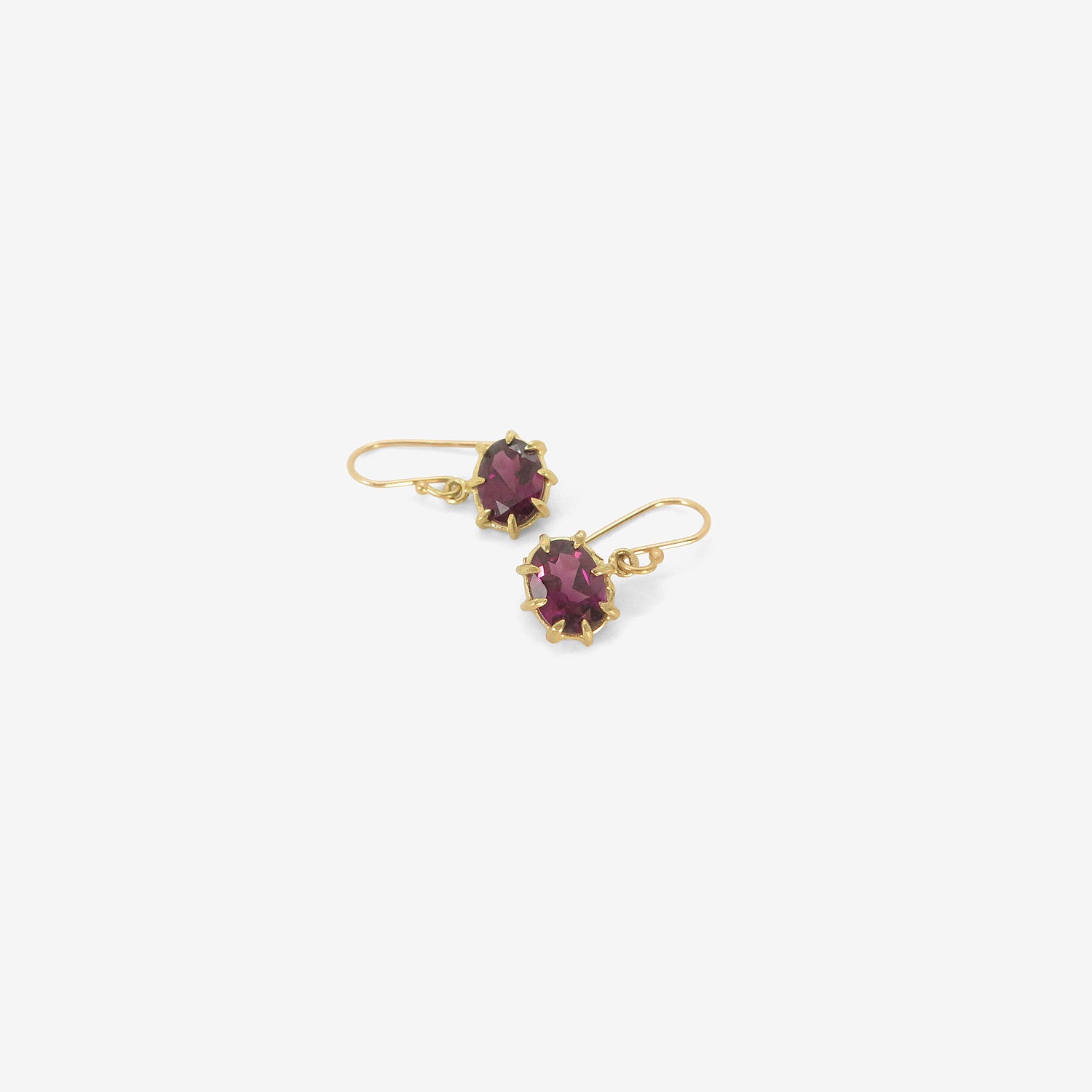 ROSANNE PUGLIESE 18K & FACETED OVAL RHODOLITE GARNET MINI GEM EARRINGS