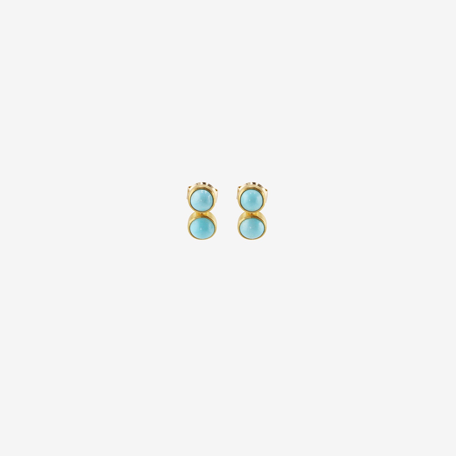 ROSANNE PUGLIESE 22K & ROUND PERSIAN TURQUOISE DOUBLE STUDS, 3CT