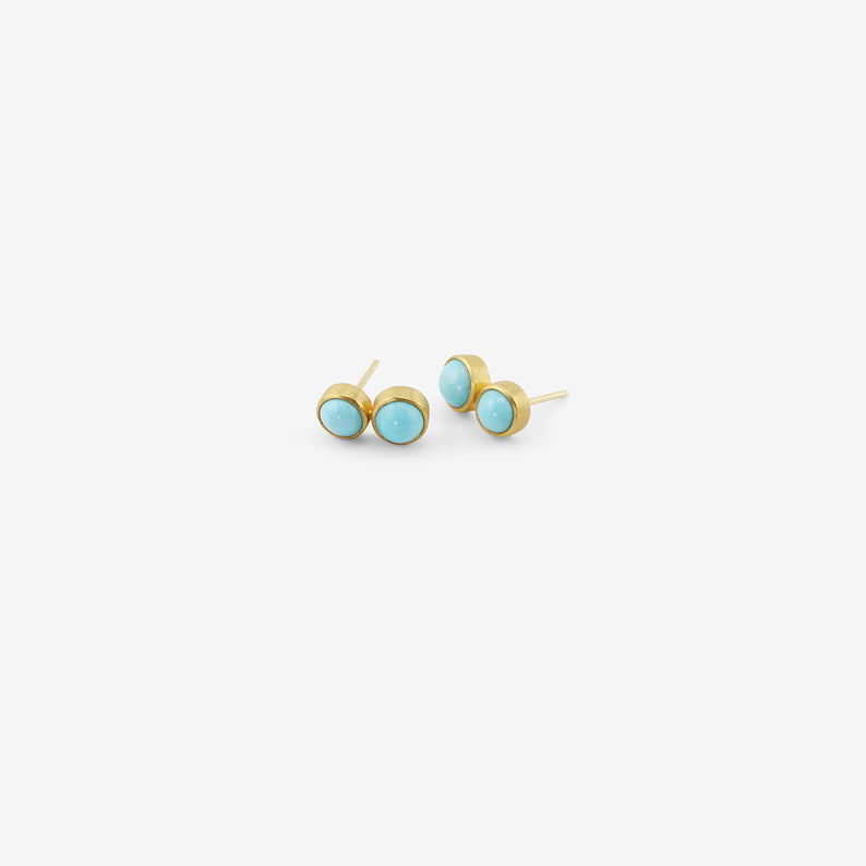 ROSANNE PUGLIESE 22K & ROUND PERSIAN TURQUOISE DOUBLE STUDS, 3CT