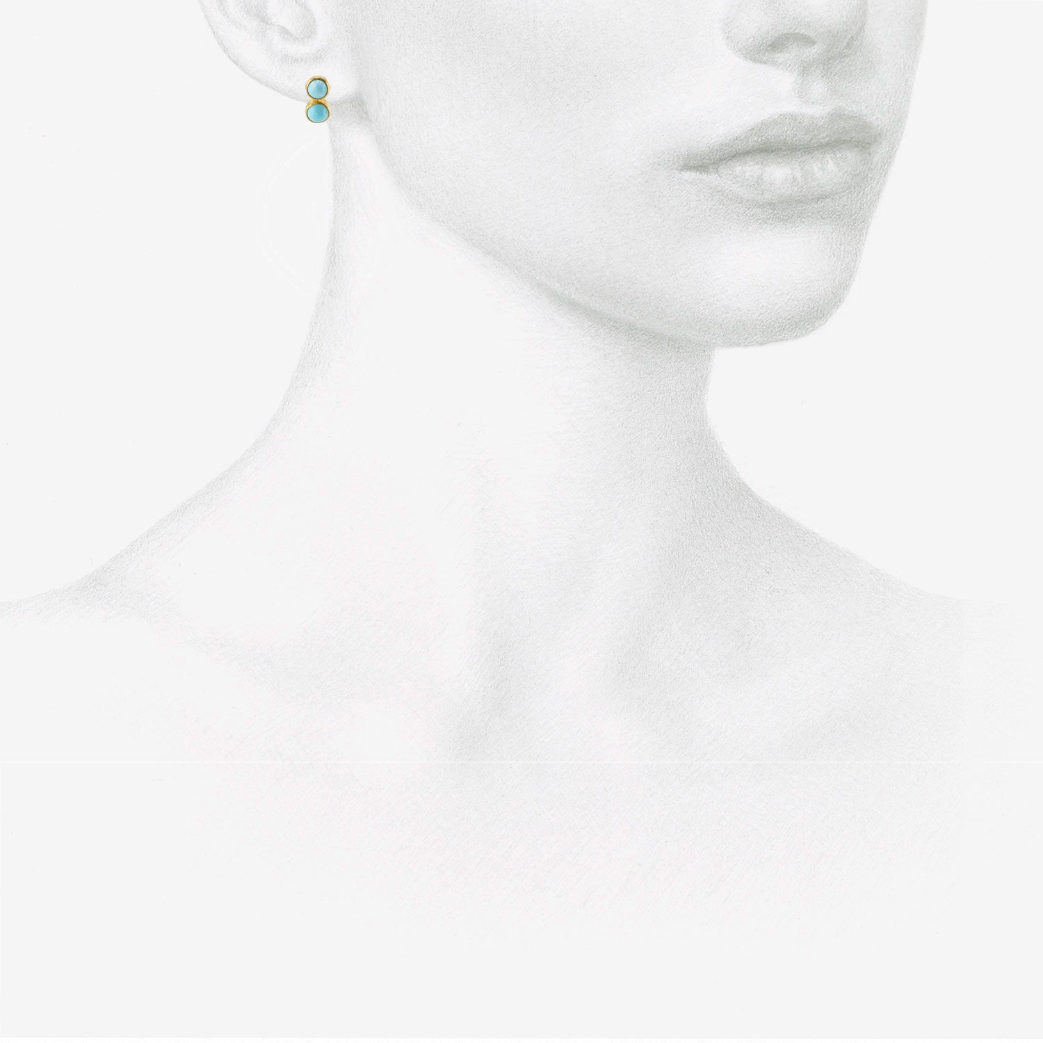 ROSANNE PUGLIESE 22K & ROUND PERSIAN TURQUOISE DOUBLE STUDS, 3CT