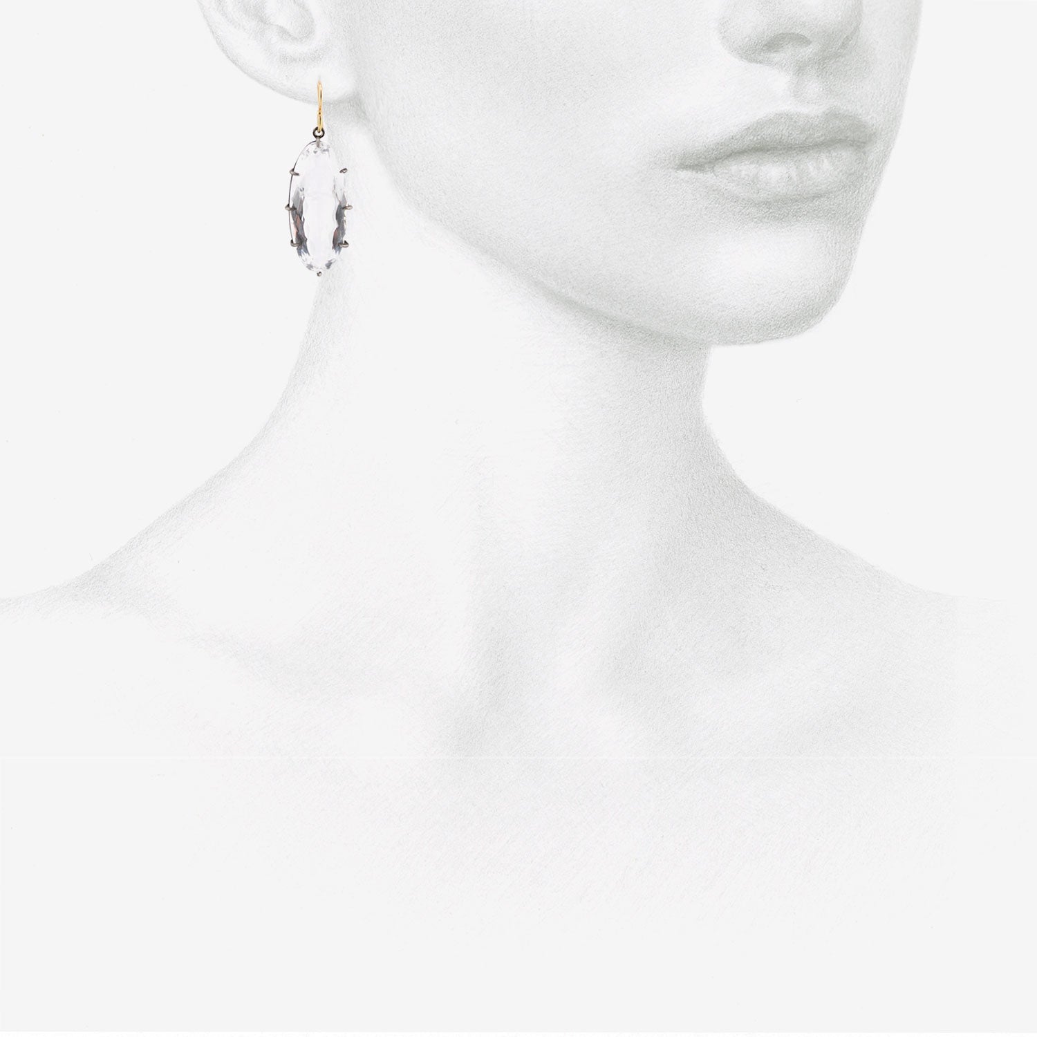 ROSANNE PUGLIESE STERLING SILVER & FACETED ELONGATED OVAL ROCK CRYSTAL EARRINGS