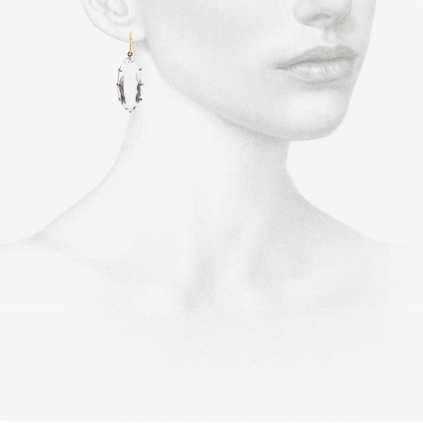 ROSANNE PUGLIESE STERLING SILVER & FACETED ELONGATED OVAL ROCK CRYSTAL EARRINGS