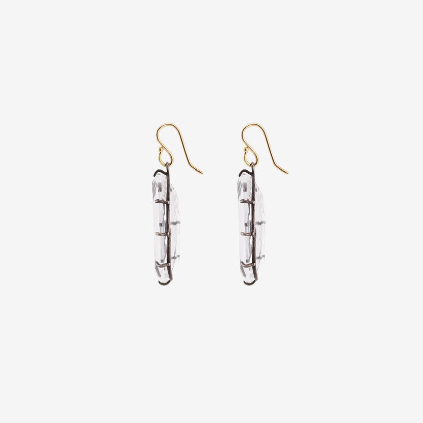 ROSANNE PUGLIESE STERLING SILVER & FACETED ELONGATED OVAL ROCK CRYSTAL EARRINGS