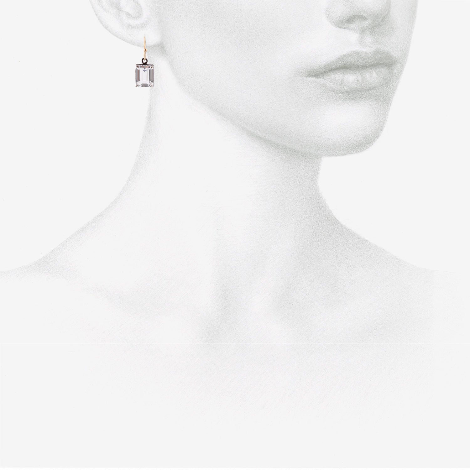 ROSANNE PUGLIESE STERLING SILVER & EMERALD-CUT WHITE TOPAZ SMALL GEM EARRINGS