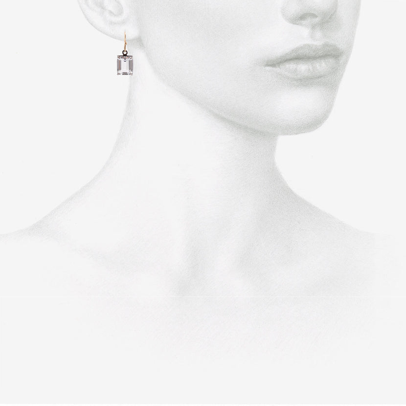 ROSANNE PUGLIESE STERLING SILVER & EMERALD-CUT WHITE TOPAZ SMALL GEM EARRINGS