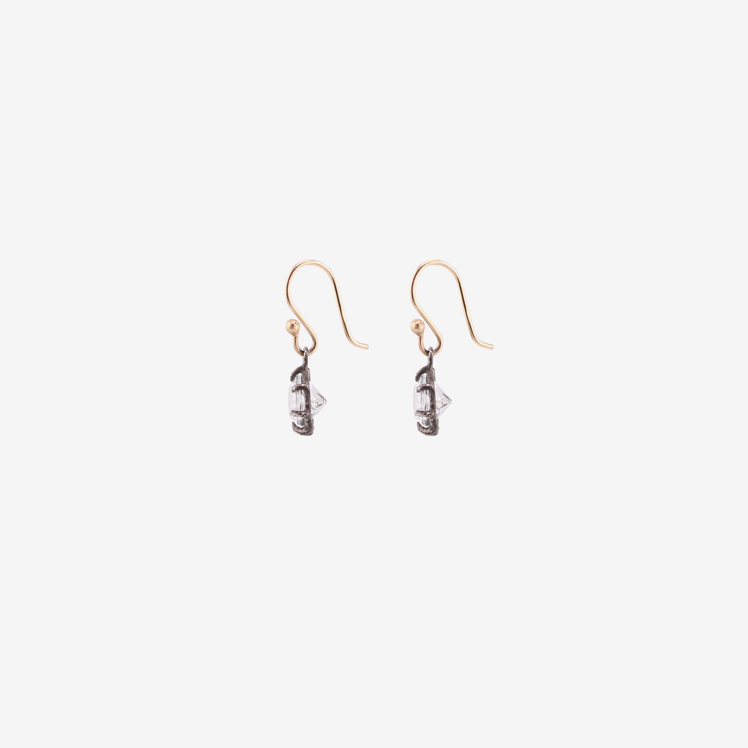 ROSANNE PUGLIESE STERLING SILVER & FACETED OVAL WHITE TOPAZ EAST/WEST MINI GEM EARRINGS