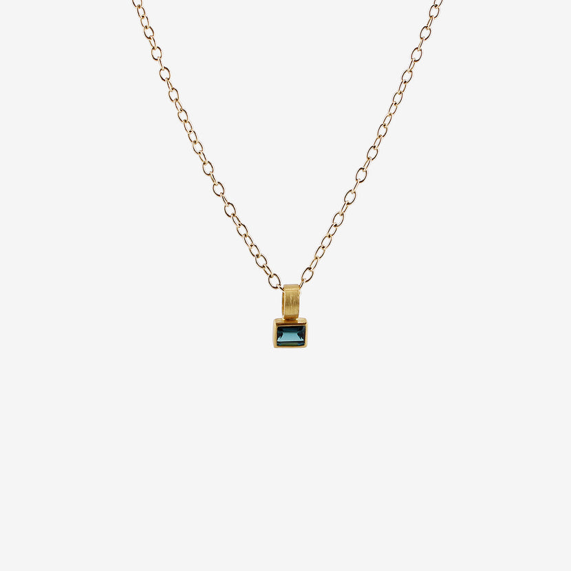 ROSANNE PUGLIESE 22K & SMALL EMERALD-CUT BLUE GREEN TOURMALINE PENDANT, 1CT