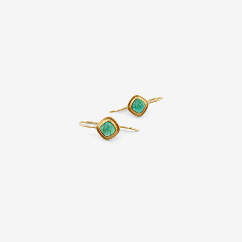 ROSANNE PUGLIESE 22K & SUGARLOAF-CUT EMERALD EARRINGS, 2.5CT