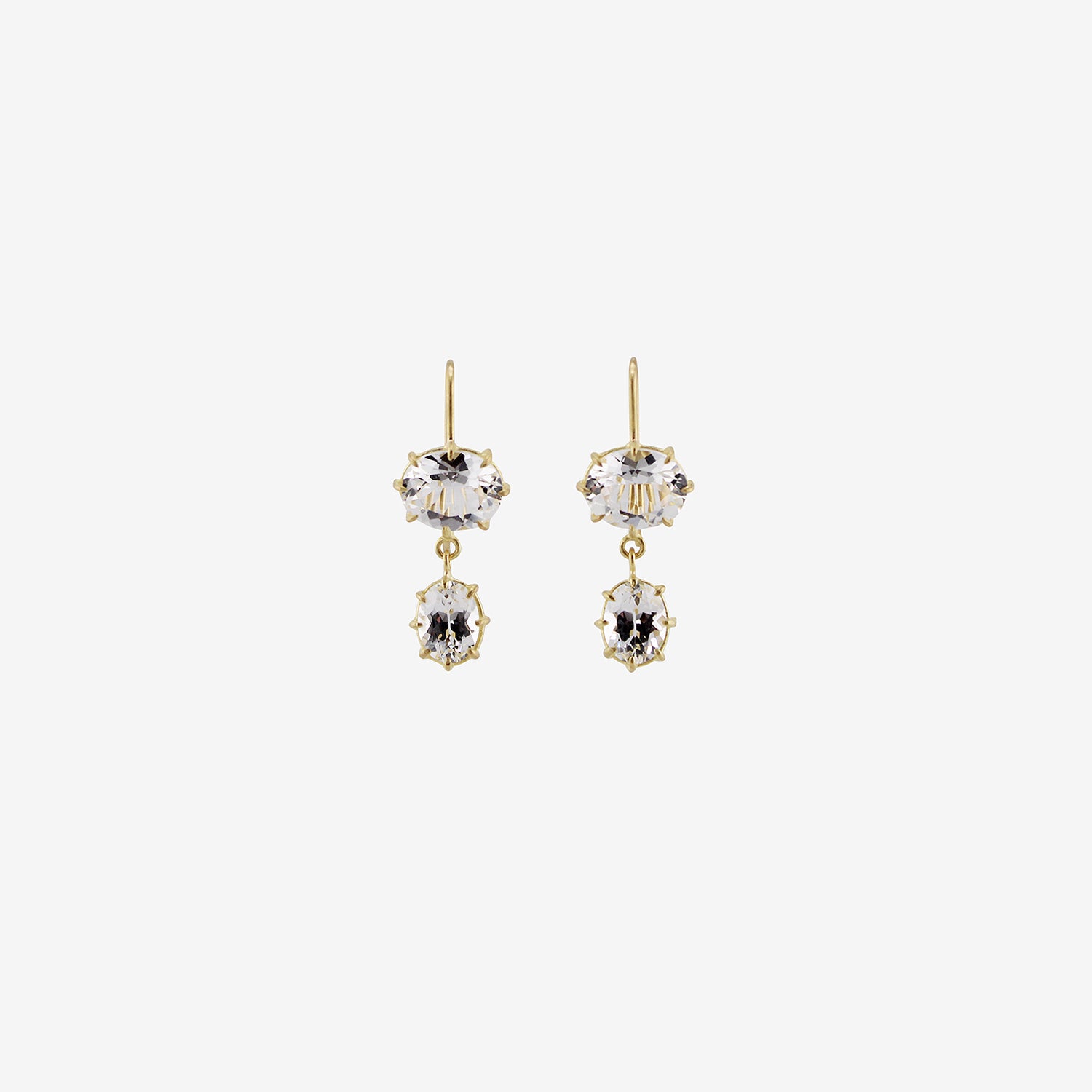 ROSANNE PUGLIESE 18K & WHITE TOPAZ DOUBLE DROP EARRINGS