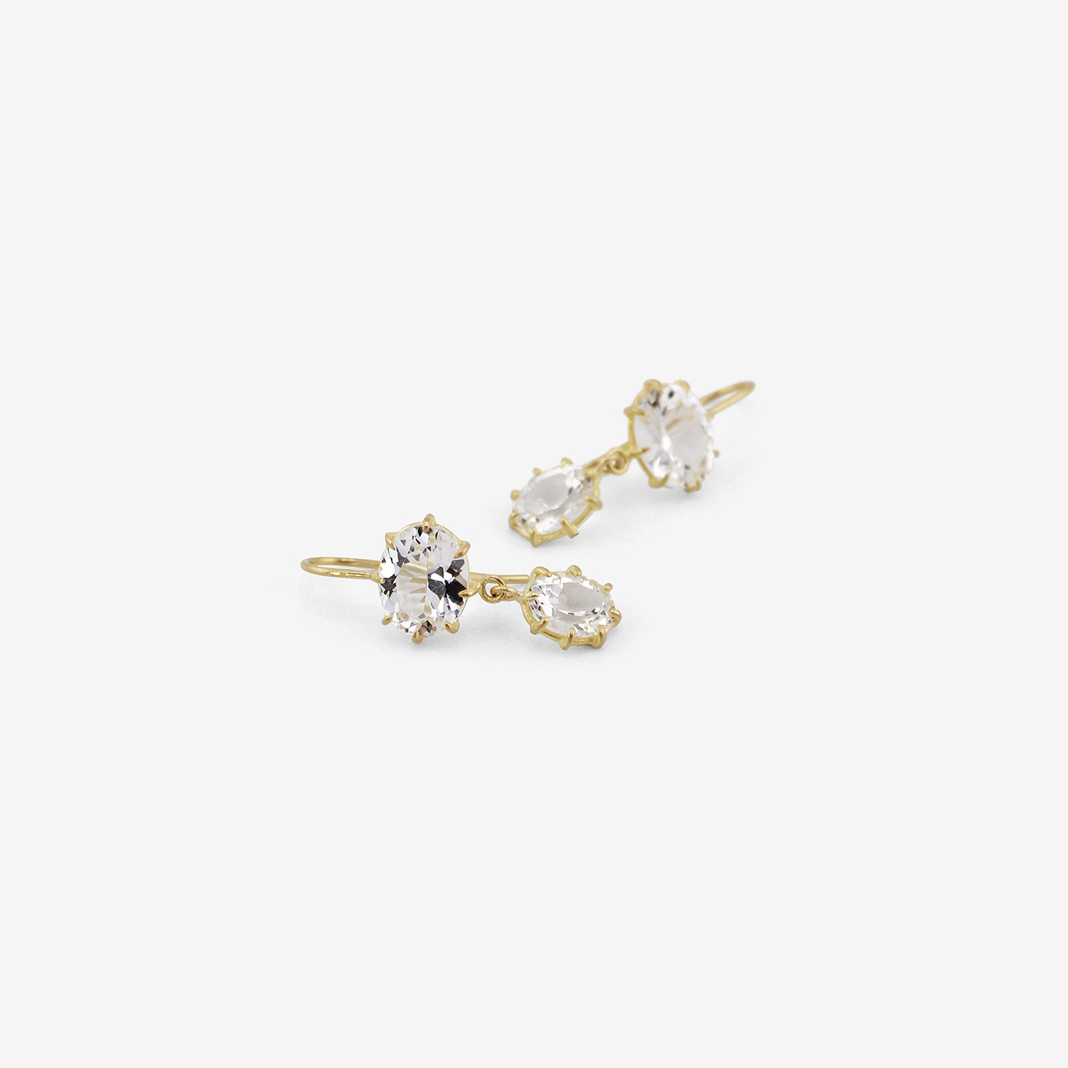 ROSANNE PUGLIESE 18K & WHITE TOPAZ DOUBLE DROP EARRINGS