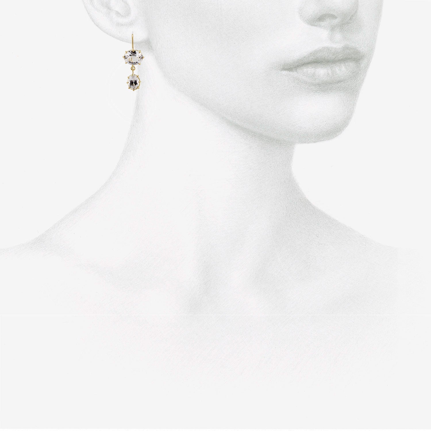 ROSANNE PUGLIESE 18K & WHITE TOPAZ DOUBLE DROP EARRINGS