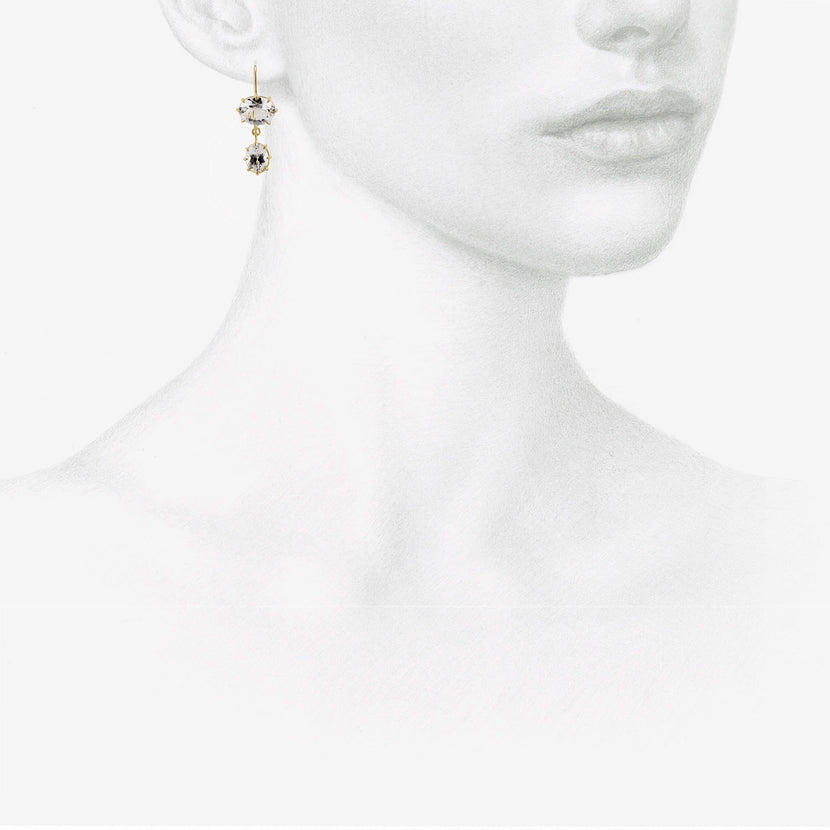 ROSANNE PUGLIESE 18K & WHITE TOPAZ DOUBLE DROP EARRINGS