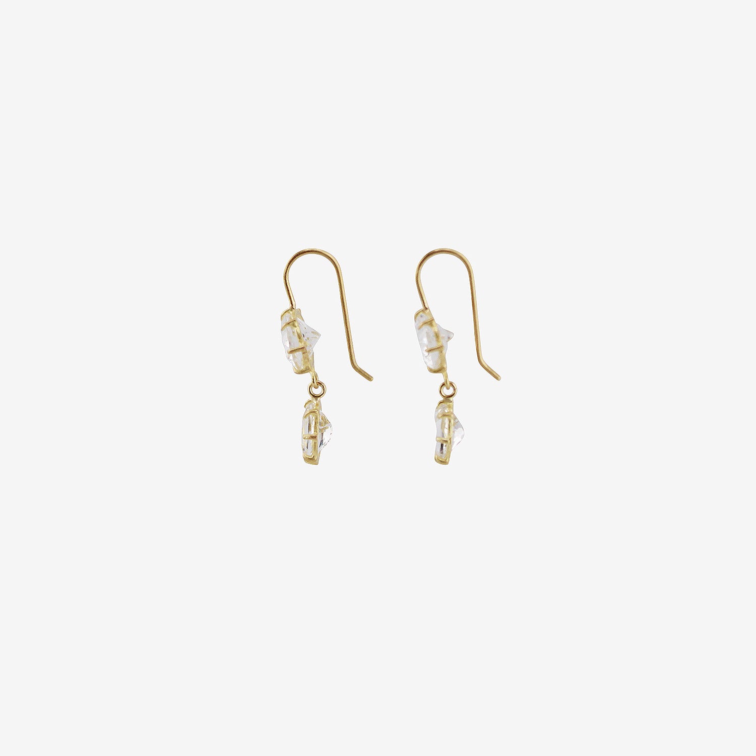 ROSANNE PUGLIESE 18K & WHITE TOPAZ DOUBLE DROP EARRINGS