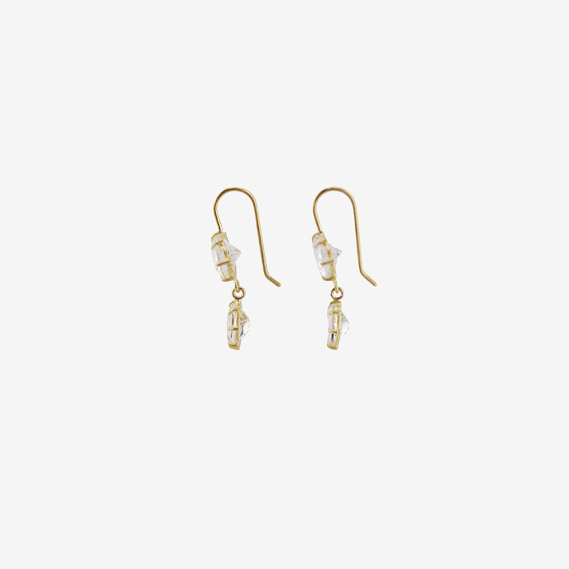 ROSANNE PUGLIESE 18K & WHITE TOPAZ DOUBLE DROP EARRINGS