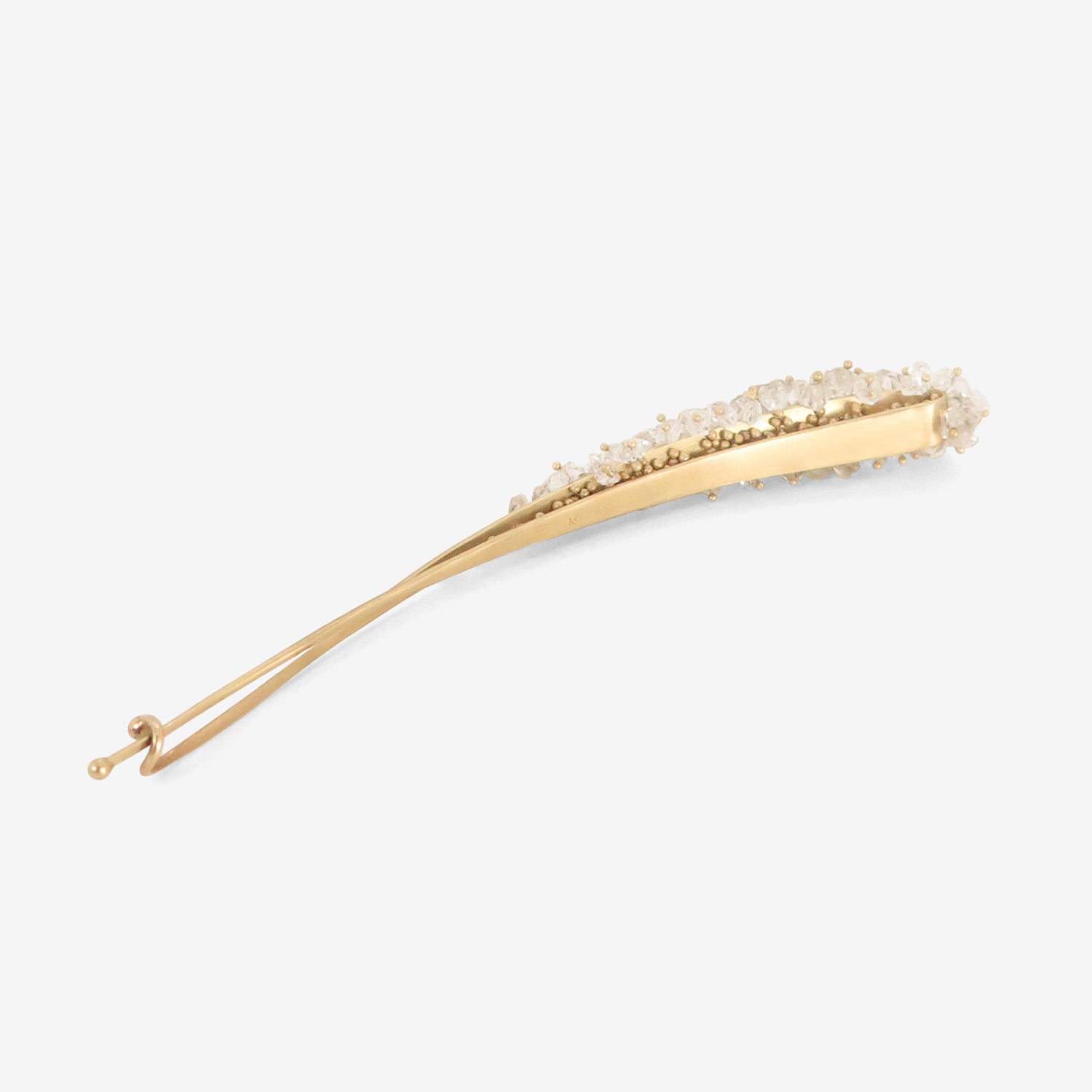 TED MUEHLING 10K & HERKIMER DIAMOND CRYSTAL LARGE BARRETTE