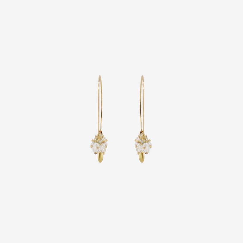 TED MUEHLING 18K & MOONSTONE SMALL HOOP CLUSTER EARRINGS