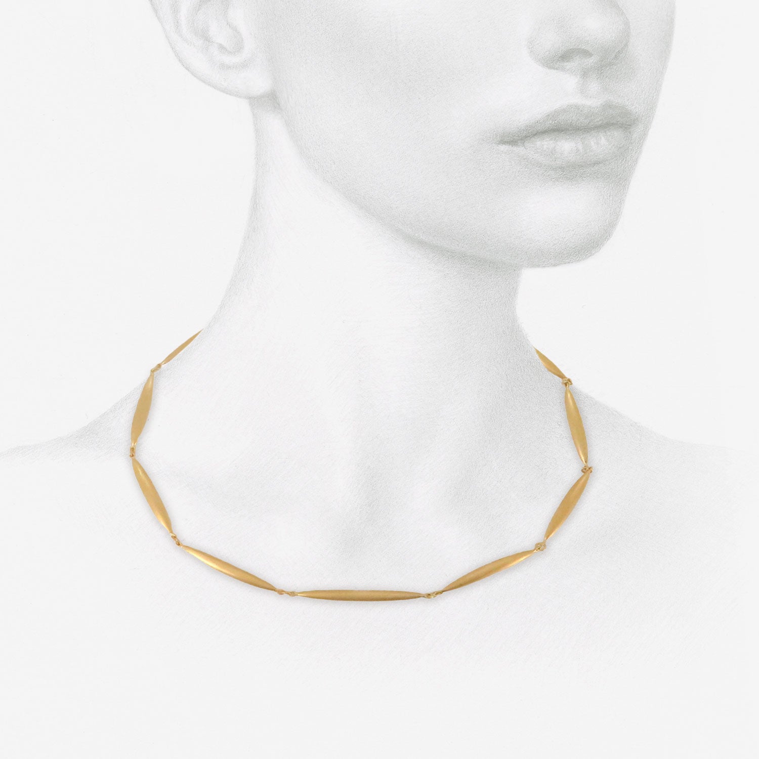 TED MUEHLING 24K GOLD PLATED RICE NECKLACE