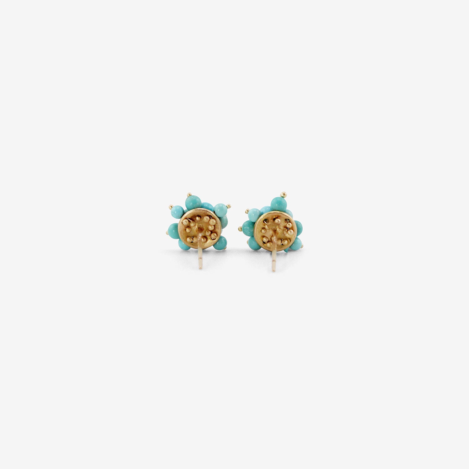 TED MUEHLING 14K & SLEEPING BEAUTY TURQUOISE SMALL STUDS