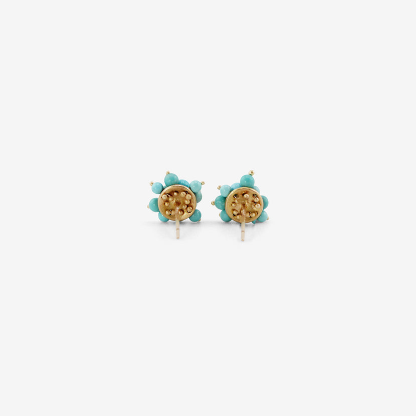 TED MUEHLING 14K & SLEEPING BEAUTY TURQUOISE SMALL STUDS