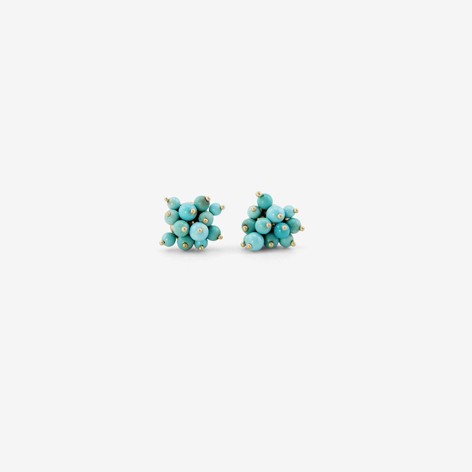 TED MUEHLING 14K & SLEEPING BEAUTY TURQUOISE SMALL STUDS