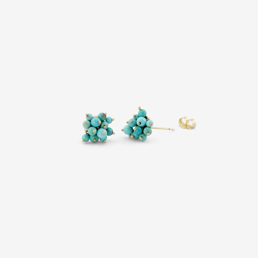 TED MUEHLING 14K & SLEEPING BEAUTY TURQUOISE SMALL STUDS
