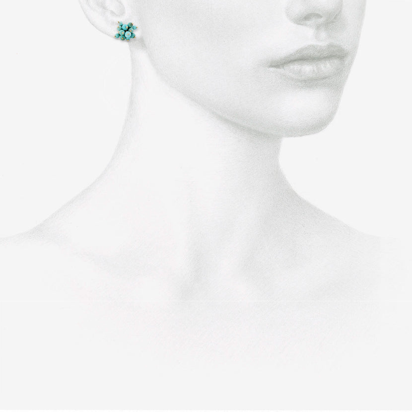 TED MUEHLING 14K & SLEEPING BEAUTY TURQUOISE SMALL STUDS
