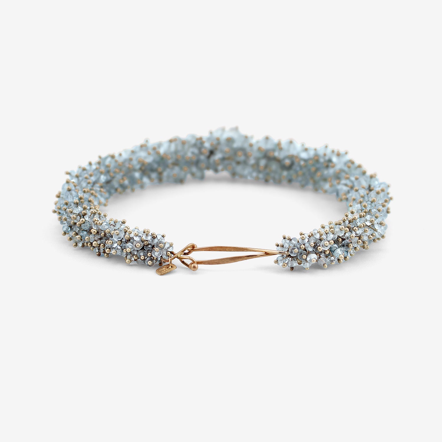 TED MUEHLING 14K & AQUAMARINE PUSSYWILLOW BRACELET