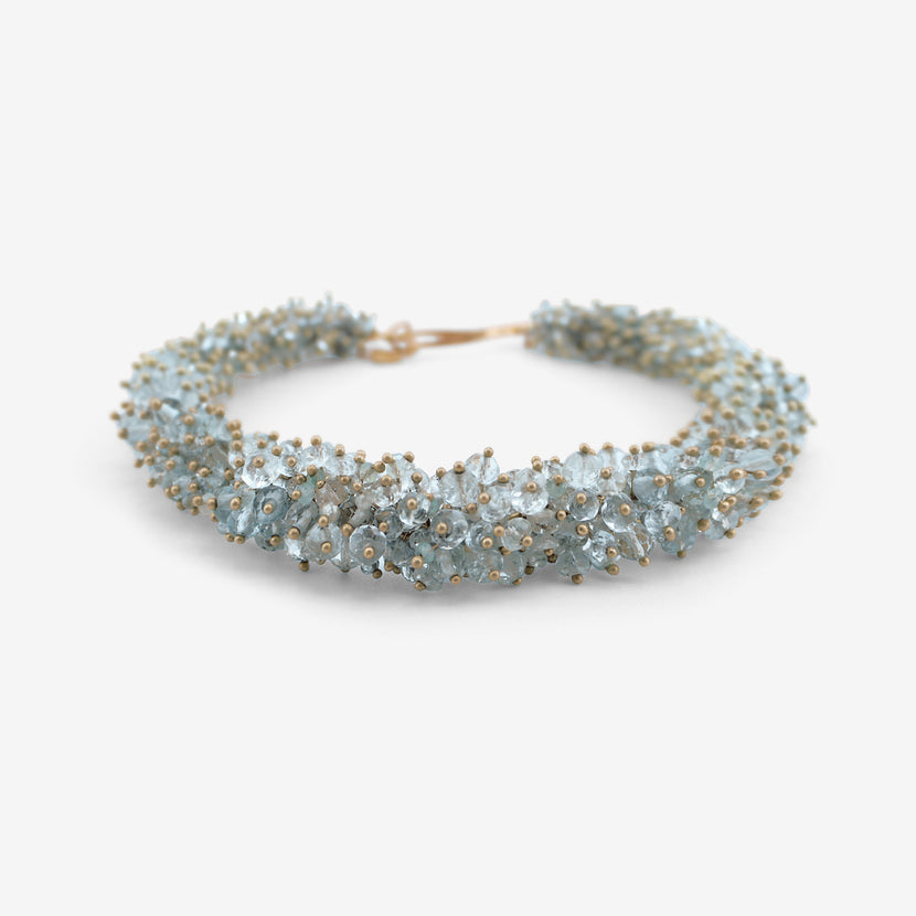 TED MUEHLING 14K & AQUAMARINE PUSSYWILLOW BRACELET