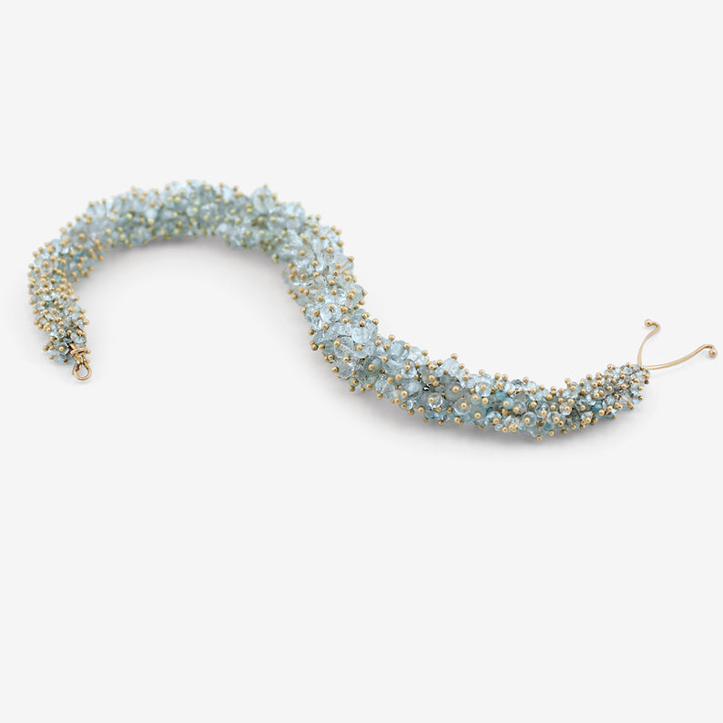 TED MUEHLING 14K & AQUAMARINE PUSSYWILLOW BRACELET