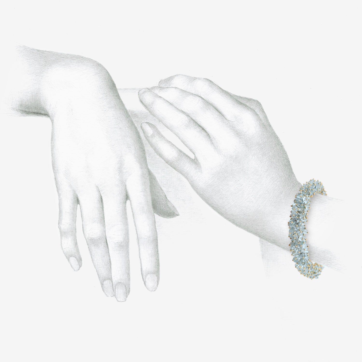 TED MUEHLING 14K & AQUAMARINE PUSSYWILLOW BRACELET