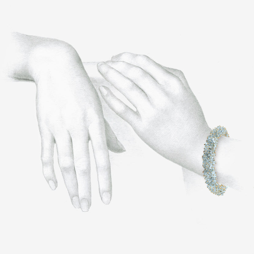 TED MUEHLING 14K & AQUAMARINE PUSSYWILLOW BRACELET