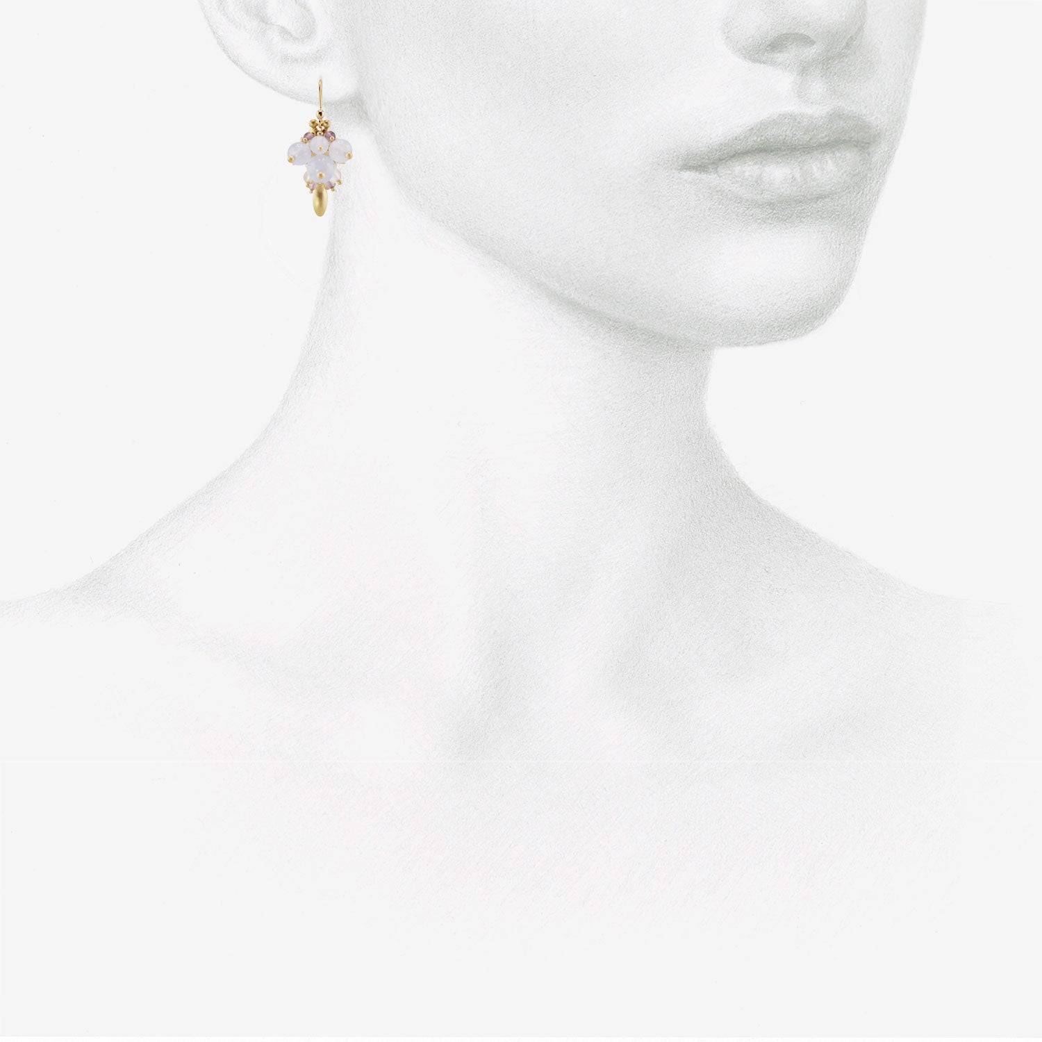 TED MUEHLING 18K & BLUE CHALCEDONY BUG CLUSTER EARRINGS