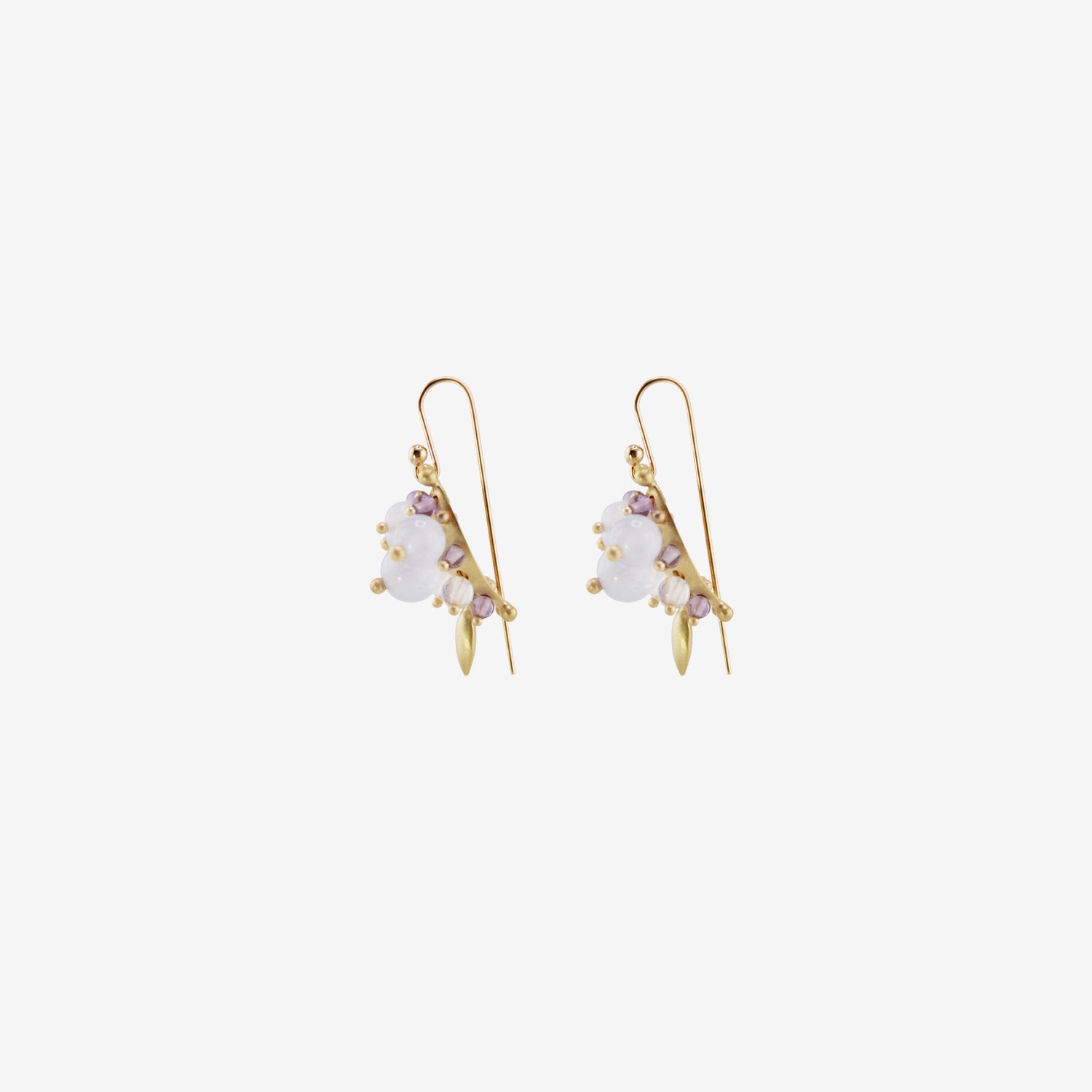 TED MUEHLING 18K & BLUE CHALCEDONY BUG CLUSTER EARRINGS
