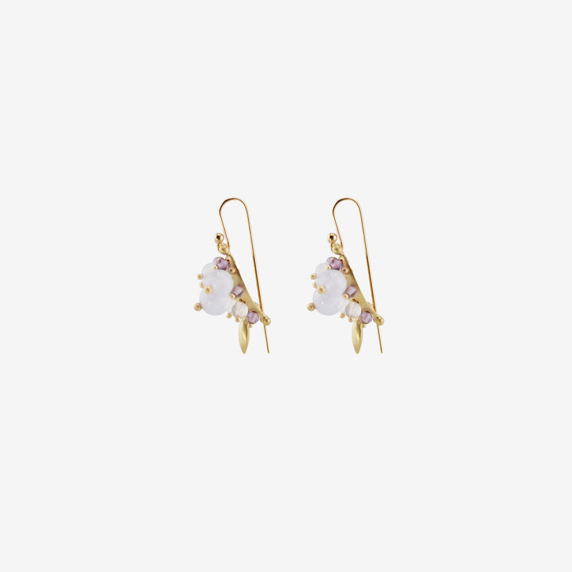 TED MUEHLING 18K & BLUE CHALCEDONY BUG CLUSTER EARRINGS