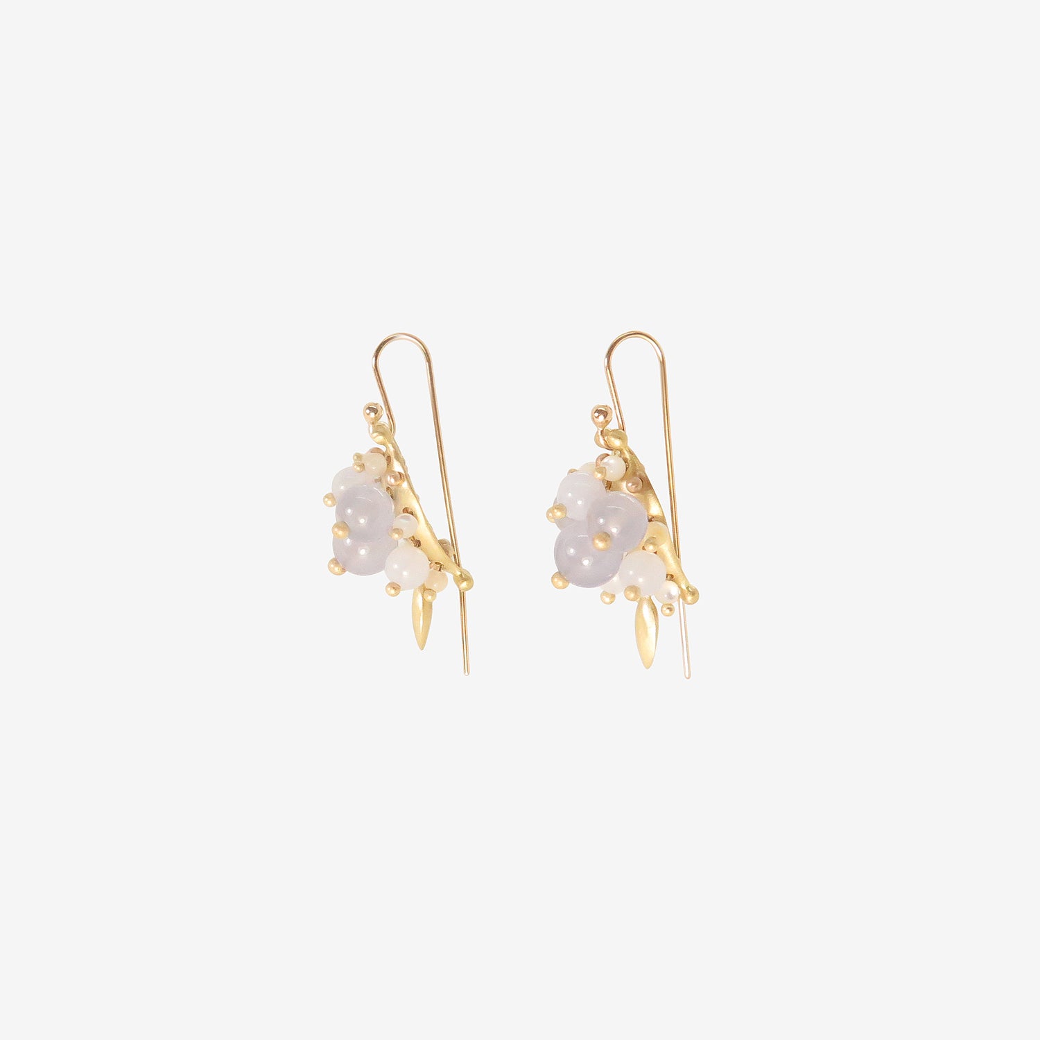 TED MUEHLING 18K & BLUE CHALCEDONY BUG CLUSTER EARRINGS