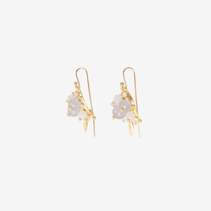 TED MUEHLING 18K & BLUE CHALCEDONY BUG CLUSTER EARRINGS