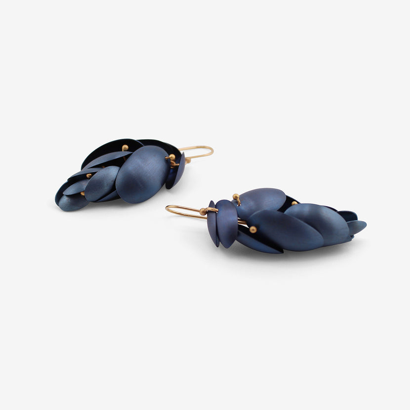 TED MUEHLING 14K & BLUE NIOBIUM SMALL ARTICULATED PINECONES