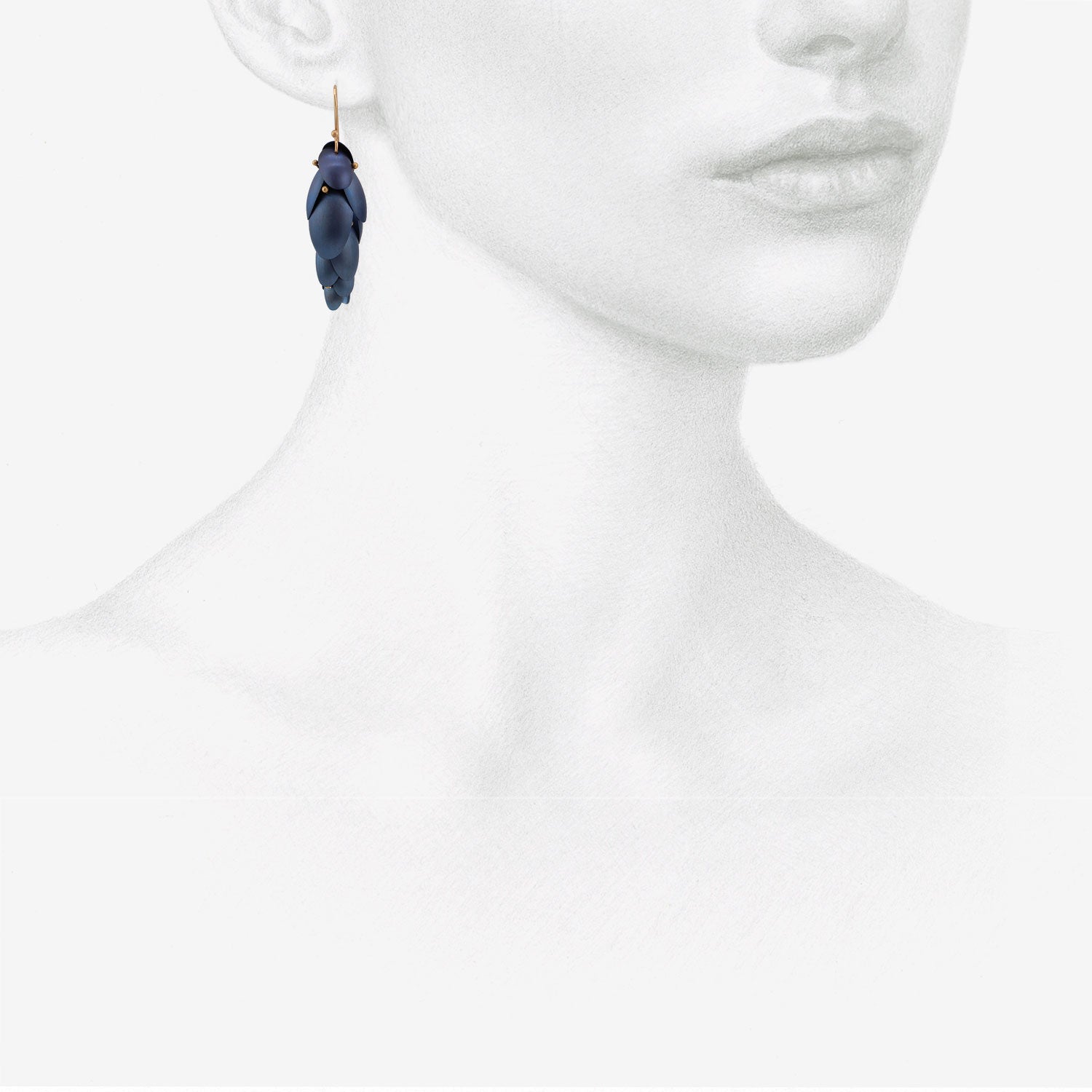 TED MUEHLING 14K & BLUE NIOBIUM SMALL ARTICULATED PINECONES