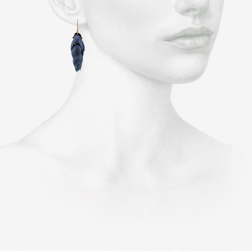 TED MUEHLING 14K & BLUE NIOBIUM SMALL ARTICULATED PINECONES