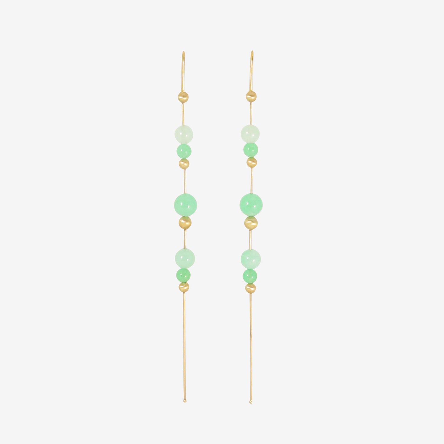 TED MUEHLING 14K & CHRYSOPRASE BEAD CHAIN EARRINGS