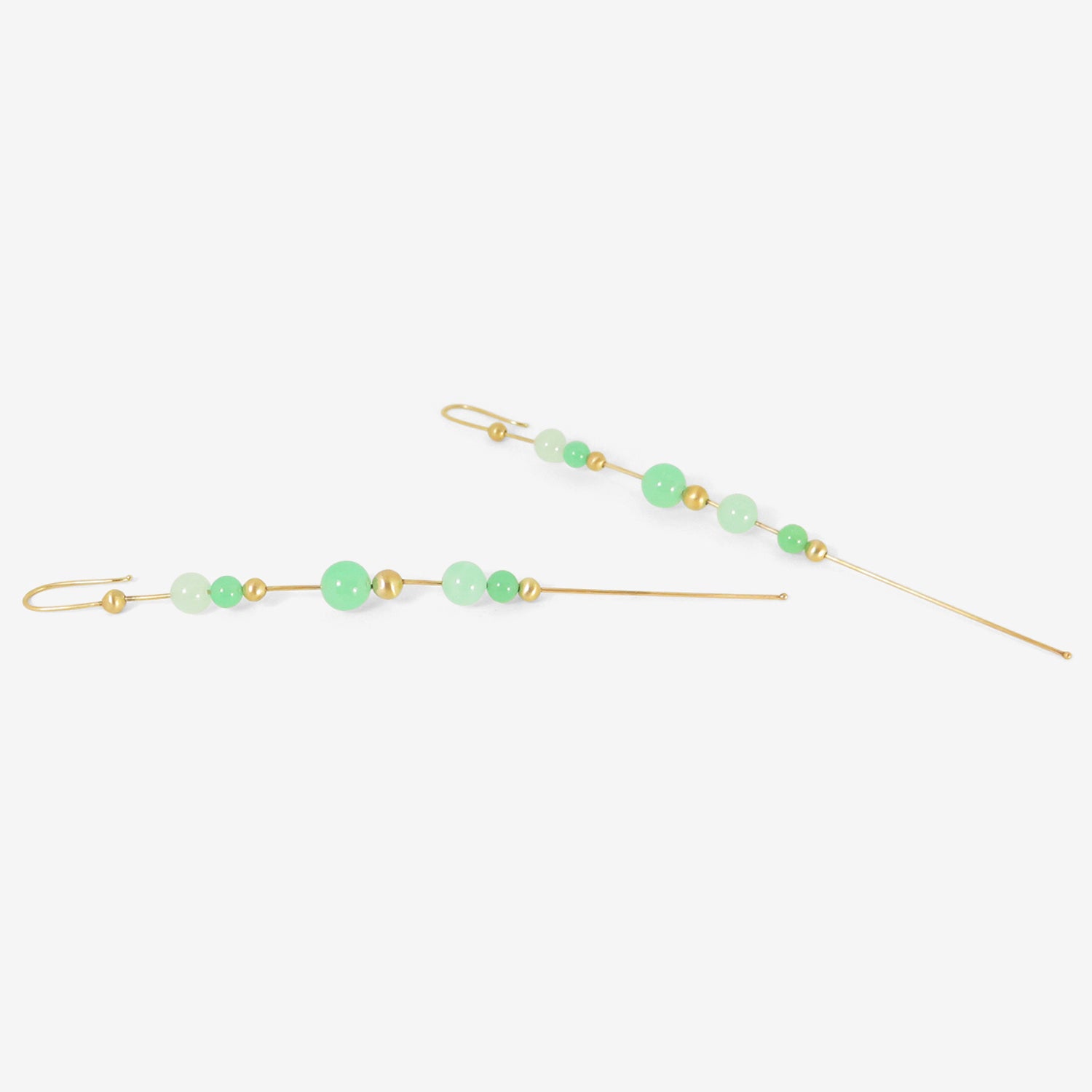 TED MUEHLING 14K & CHRYSOPRASE BEAD CHAIN EARRINGS