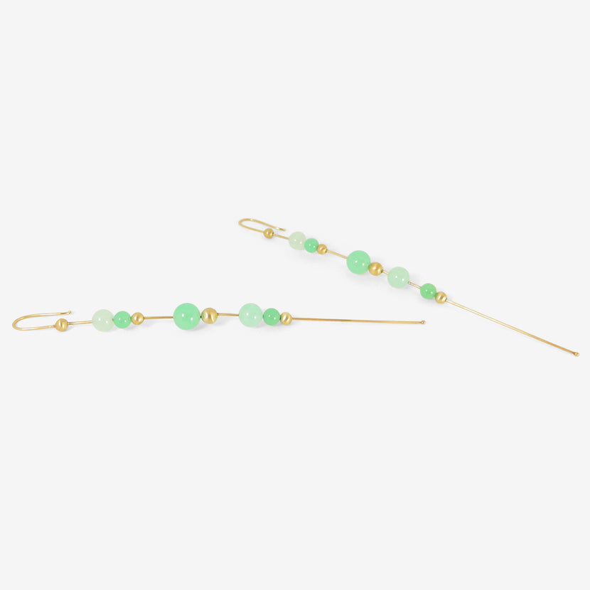 TED MUEHLING 14K & CHRYSOPRASE BEAD CHAIN EARRINGS