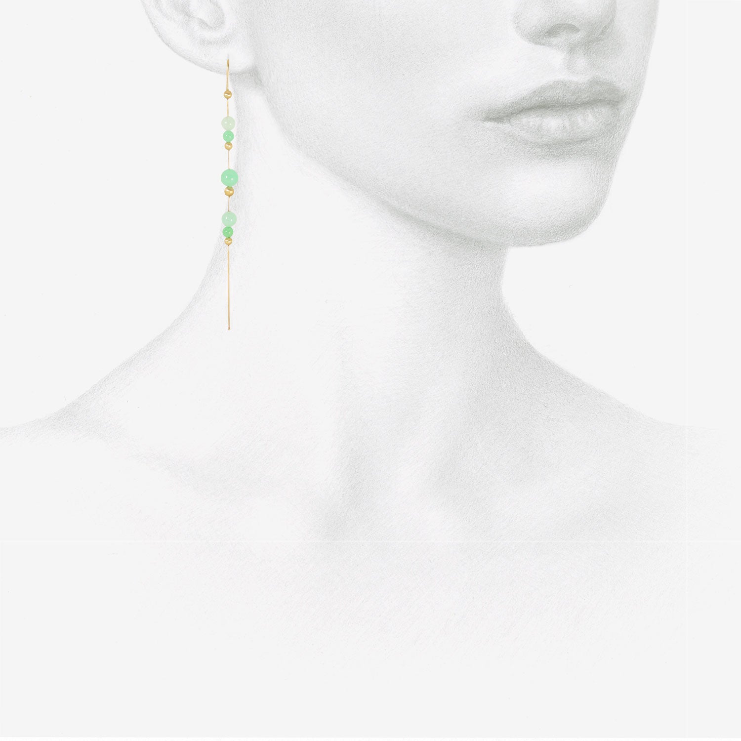 TED MUEHLING 14K & CHRYSOPRASE BEAD CHAIN EARRINGS